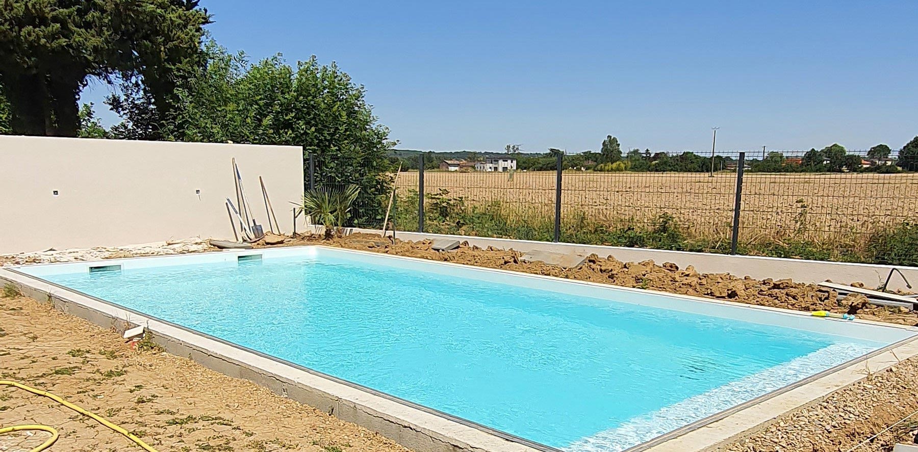 Clôture Piscine sur Muret en Panneaux Rigide Ral 7016(Gris)